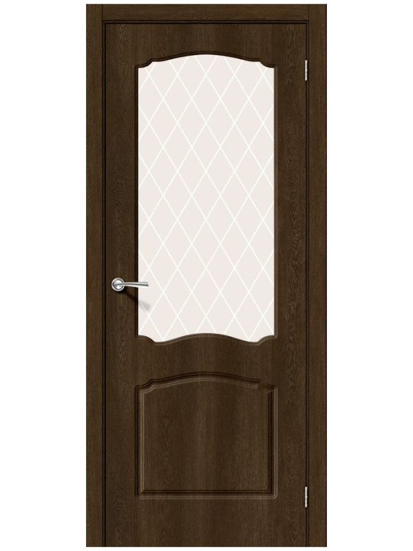Межкомнатная дверь BRAVO Альфа-2 Dark Barnwood ПВХ стекло White Сrystal