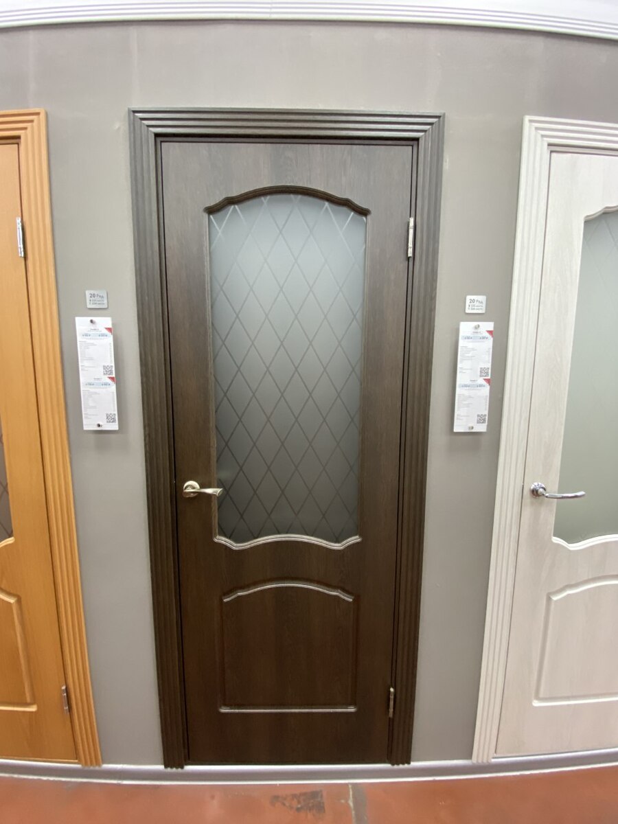 Межкомнатная дверь BRAVO Альфа-2 Dark Barnwood ПВХ стекло White Сrystal