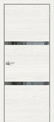 Межкомнатная дверь BRAVO Браво-2.55 White Skyline Экошпон стекло Mirox Grey