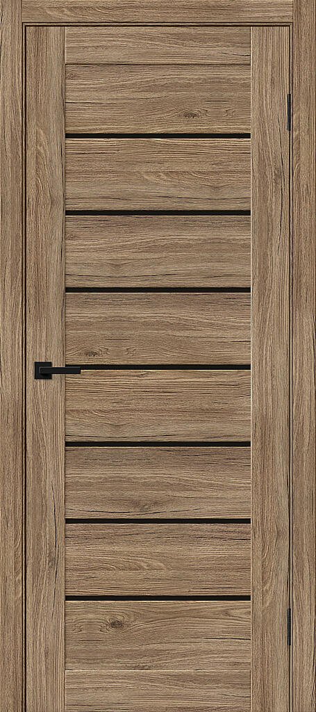 Межкомнатная дверь BRAVO Браво-22 Original Oak/Black Shine Экошпон стекло Black Shine