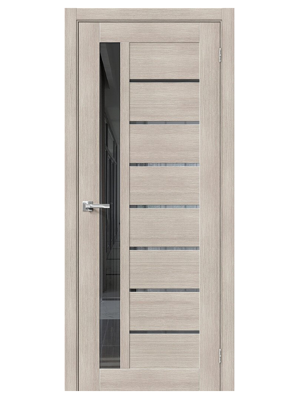 Межкомнатная дверь BRAVO Браво-27 Cappuccino Melinga/Mirox Grey Экошпон стекло Mirox Grey