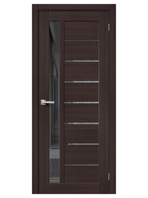 Межкомнатная дверь BRAVO Браво-27 Wenge Melinga/Mirox Grey Экошпон стекло Mirox Grey