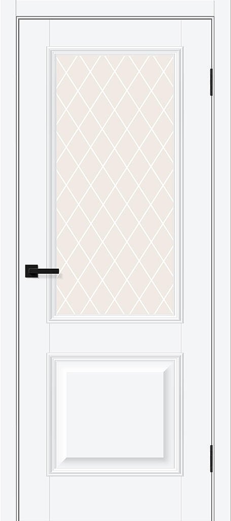 Межкомнатная дверь BRAVO Классик-13 White Silk ПЭТ стекло White Сrystal