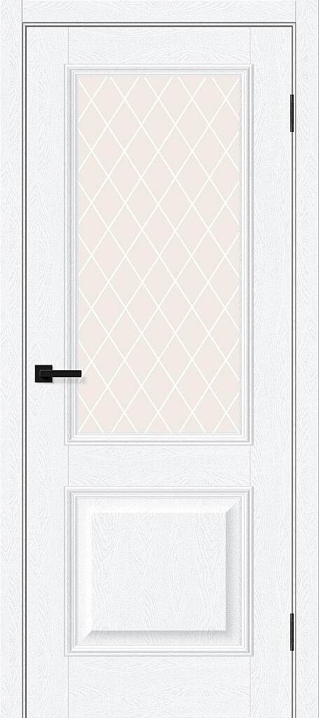 Межкомнатная дверь BRAVO Классик-13 White Silkwood ПЭТ стекло White Сrystal