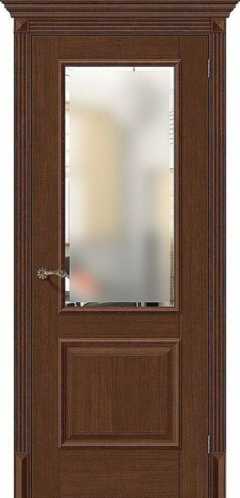 Межкомнатная дверь BRAVO Классико-13 Brown Oak Экошпон стекло Magic Fog