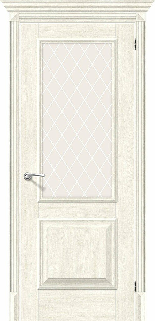 Межкомнатная дверь BRAVO Классико-13 Nordic Oak Экошпон стекло White Сrystal