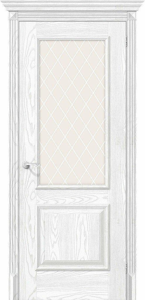 Межкомнатная дверь BRAVO Классико-13 Silver Ash Экошпон стекло White Сrystal