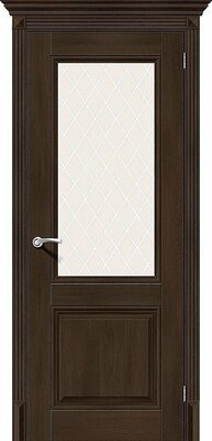 Межкомнатная дверь BRAVO Классико-33 Dark Oak Экошпон стекло White Сrystal