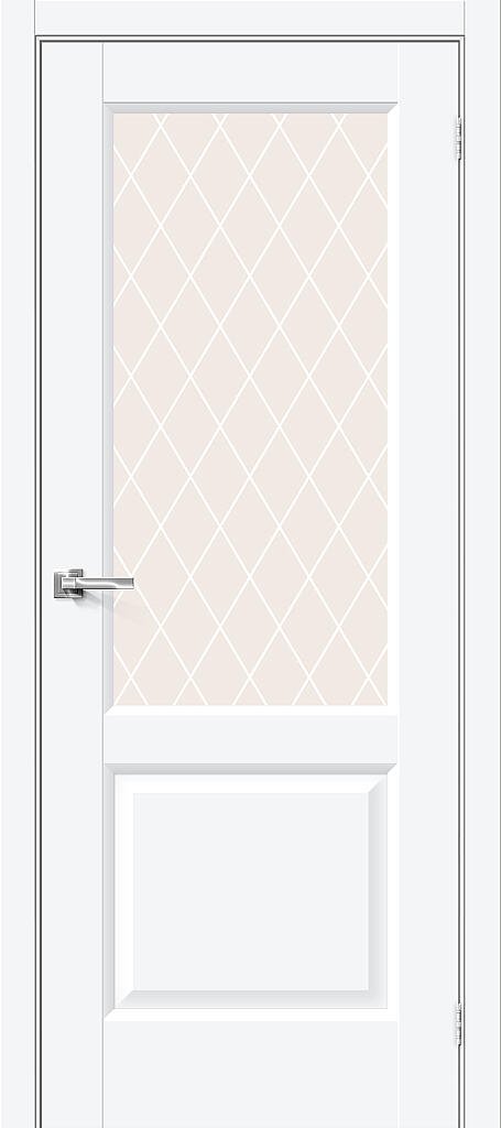 Межкомнатная дверь BRAVO Неоклассик-33 White Silk ПЭТ стекло White Сrystal