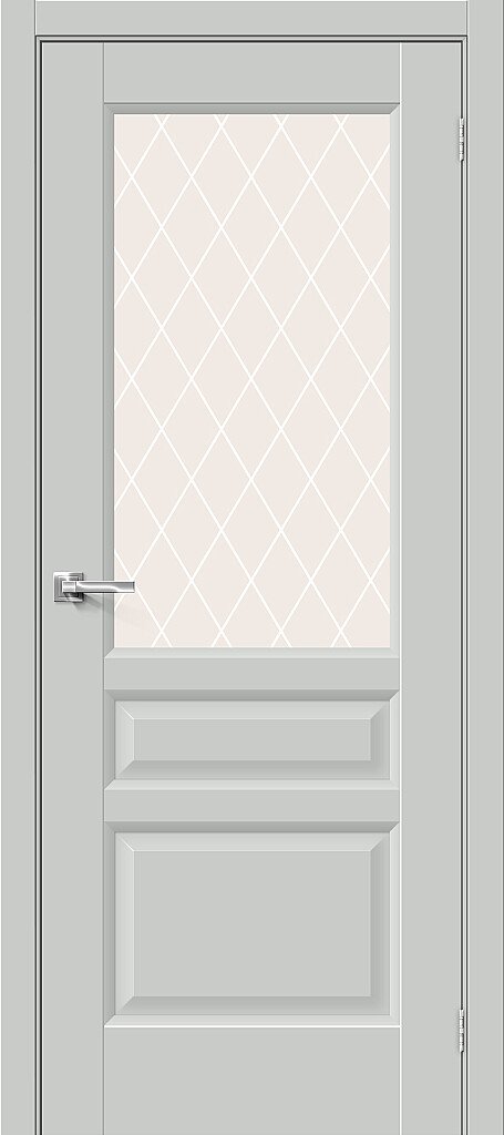 Межкомнатная дверь BRAVO Неоклассик-35 Grey Matt Эмалит стекло White Сrystal