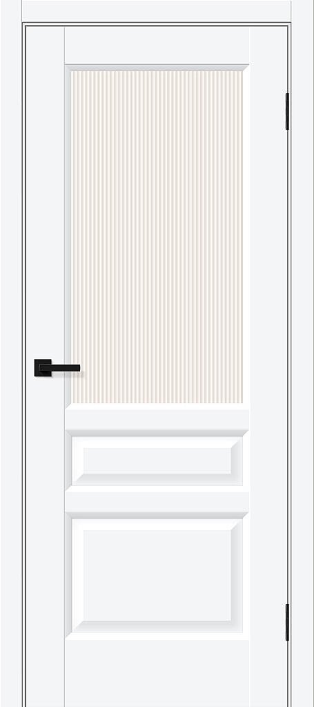 Межкомнатная дверь BRAVO Неоклассик-35 White Silk ПЭТ стекло Moru