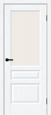 Межкомнатная дверь BRAVO Неоклассик-35 White Silkwood ПЭТ стекло Moru