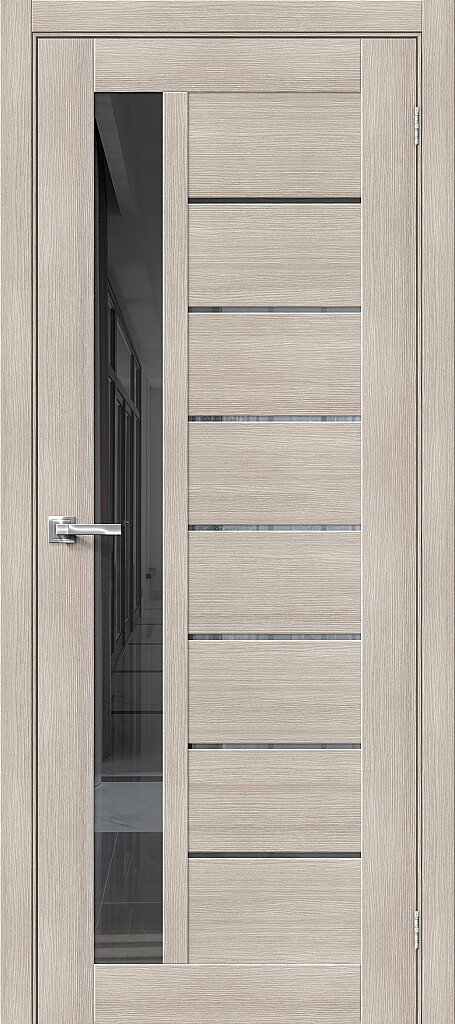Межкомнатная дверь BRAVO Порта-27 Cappuccino Veralinga Экошпон стекло Mirox Grey