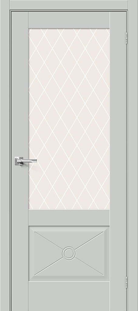 Межкомнатная дверь BRAVO Прима-13.Ф2.0.0 Grey Matt Эмалит стекло White Сrystal