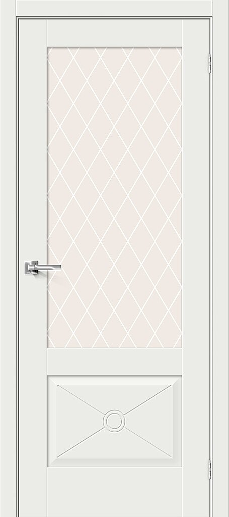 Межкомнатная дверь BRAVO Прима-13.Ф2.0.0 White Matt Эмалит стекло White Сrystal