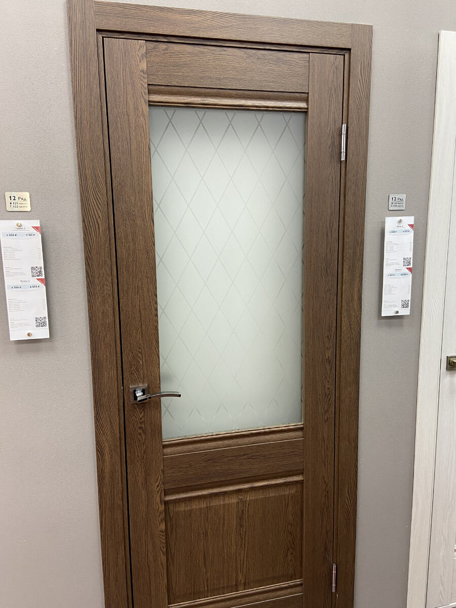 Межкомнатная дверь BRAVO Прима-3 Brown&nbsp;Dreamline Экошпон стекло White Сrystal