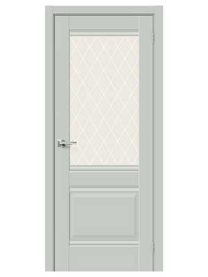 Межкомнатная дверь BRAVO Прима-3 Grey Matt Эмалит стекло White Сrystal