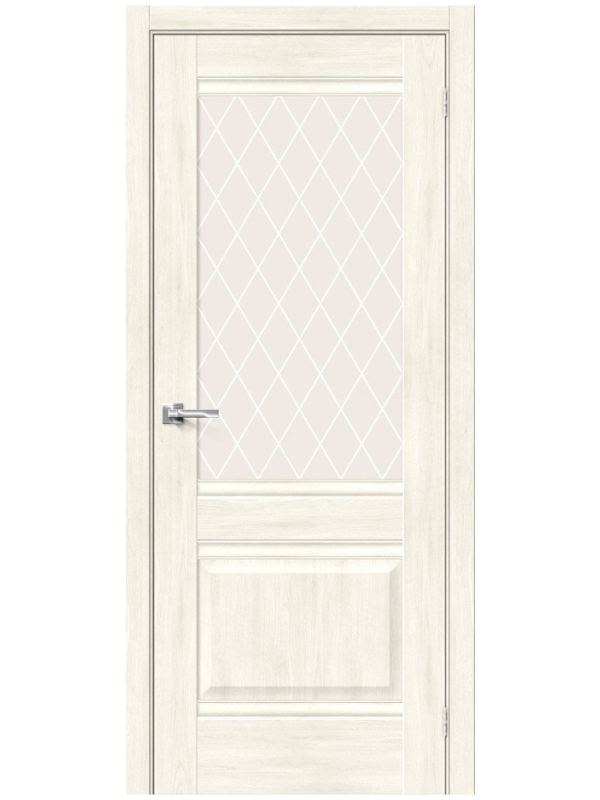 Межкомнатная дверь BRAVO Прима-3 Nordic Oak Экошпон стекло White Сrystal