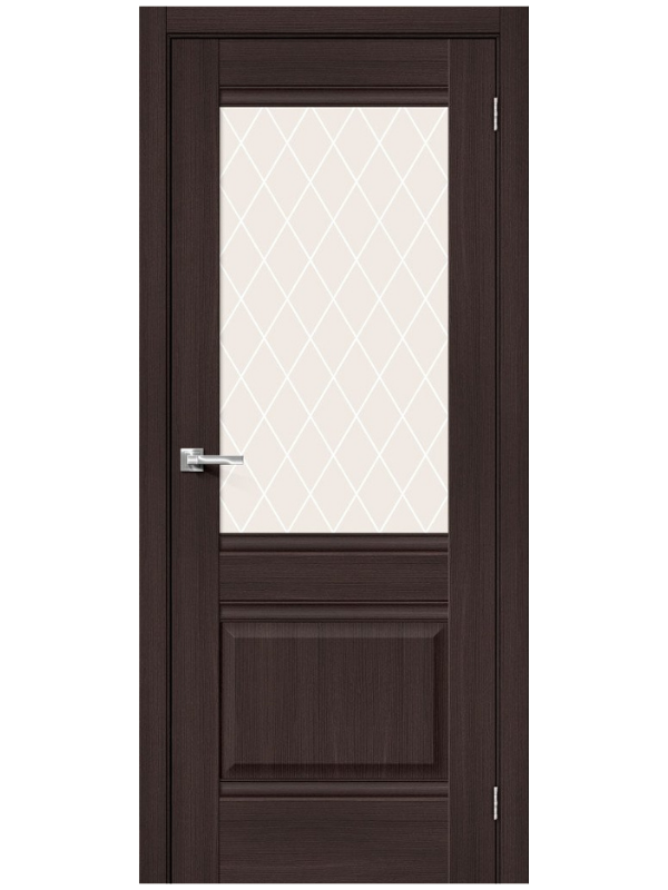 Межкомнатная дверь BRAVO Прима-3 Wenge Veralinga Экошпон стекло White Сrystal