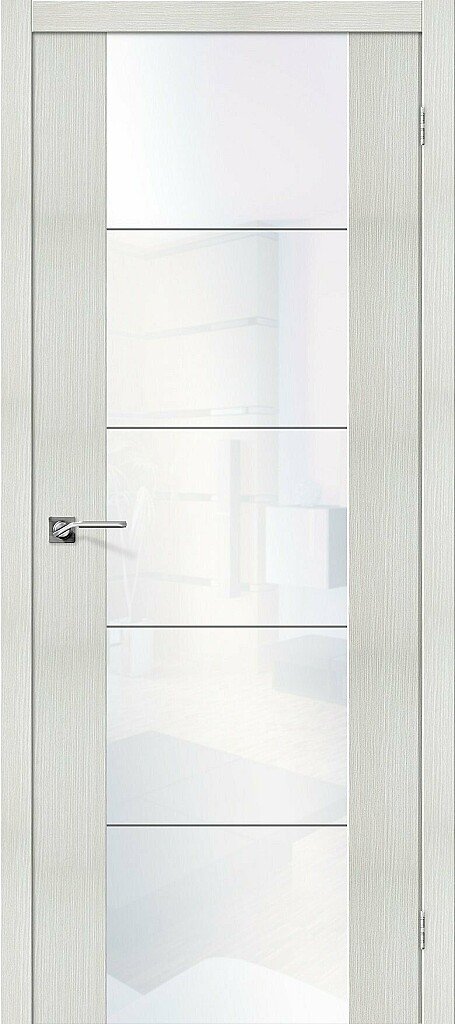 Межкомнатная дверь BRAVO V4 WW Bianco Veralinga Экошпон стекло White Waltz