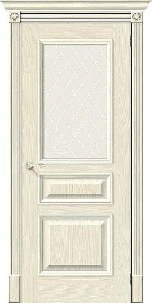 Межкомнатная дверь BRAVO Вуд Классик-15.1 Ivory Шпон стекло White Сrystal