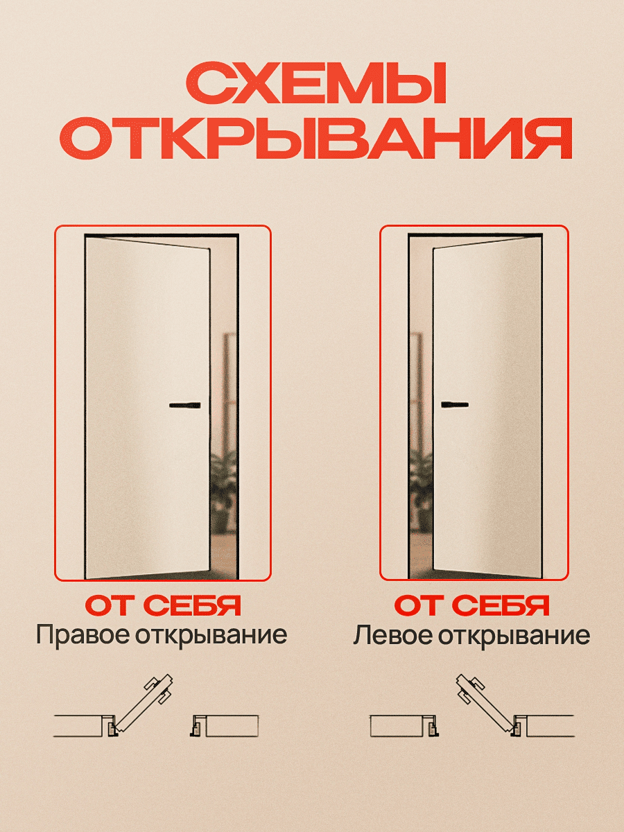 Скрытая дверь Dverra Invisible-59 Реверс под покраску 2500 мм, чёрная кромка, от себя (комплект)