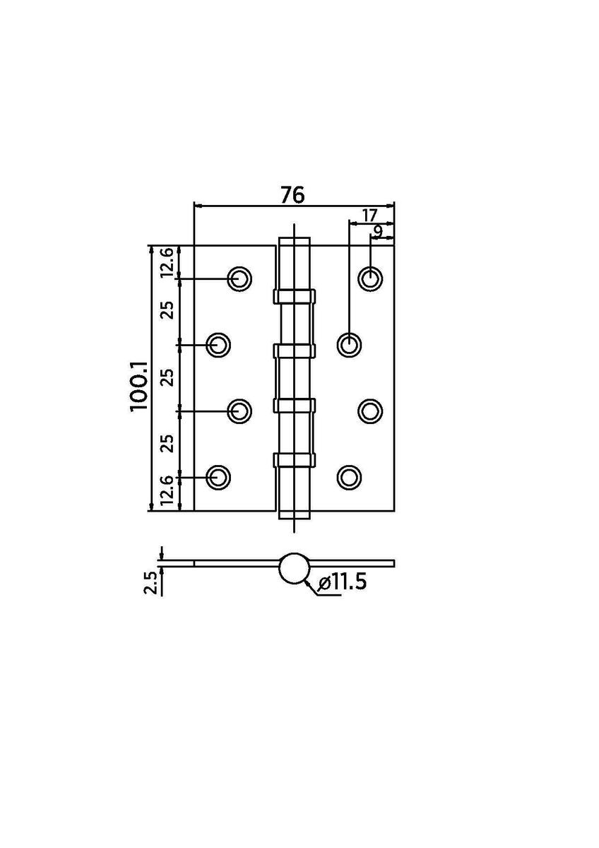 Универсальная петля врезная B020-C 100X75X2.5-4BB-1AB (бронза)