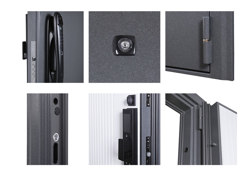 Входная дверь АСД "Беркут" (биометрический замок Smart lock DZ 888) Букле графит/Бетон светлый