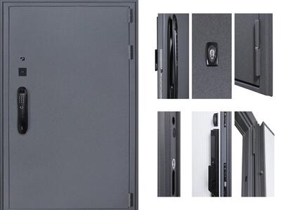 Входная дверь АСД "Беркут" (биометрический замок Smart lock DZ 888) Букле графит/Матовый белый