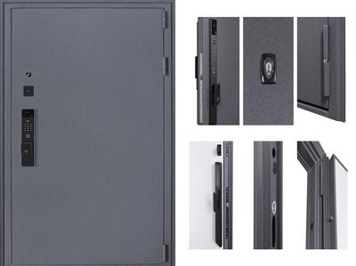Входная дверь АСД "Беркут" (биометрический замок Smart lock К06) Букле графит/Дуб галиф натуральный