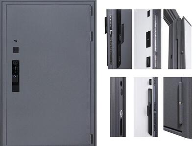 Входная дверь АСД "Беркут" (биометрический замок Smart lock Y12) Букле графит/Дуб галиф натуральный