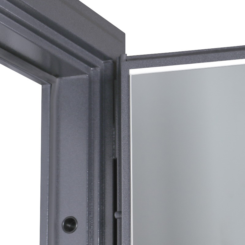 Входная дверь АСД "Беркут" с зеркалом (биометрический замок Smart lock К06) Букле графит/Матовый белый