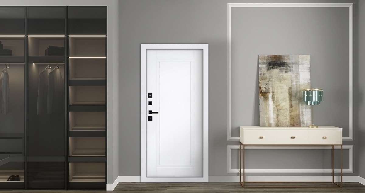 Входная дверь АСД "Evo" (терморазрыв 3к) Муар серый/Белый матовый