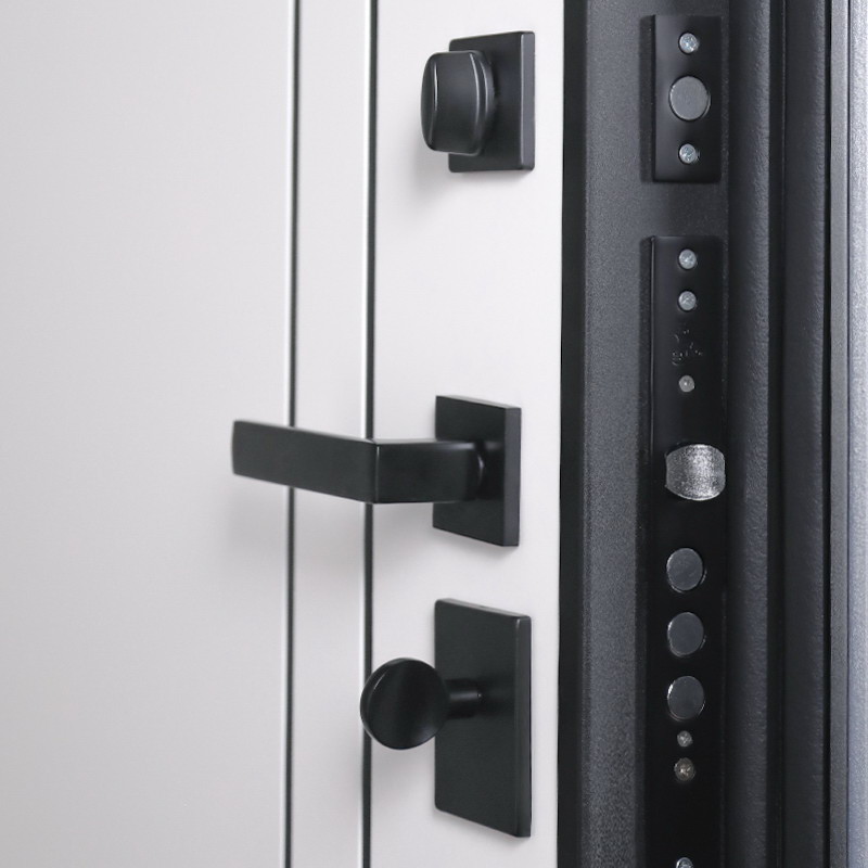 Входная дверь АСД "Forest" (биометрический замок Smart Lock Y12) Муар чёрный/Чёрный