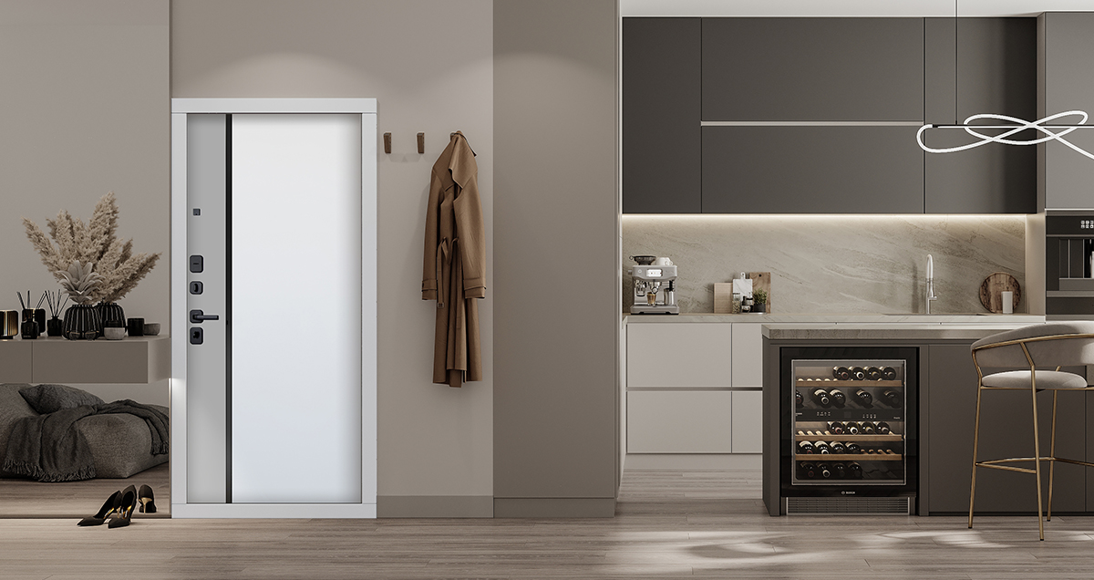 Входная дверь АСД "Фрегат" (биометрический замок Smart lock Y12) Муар черный