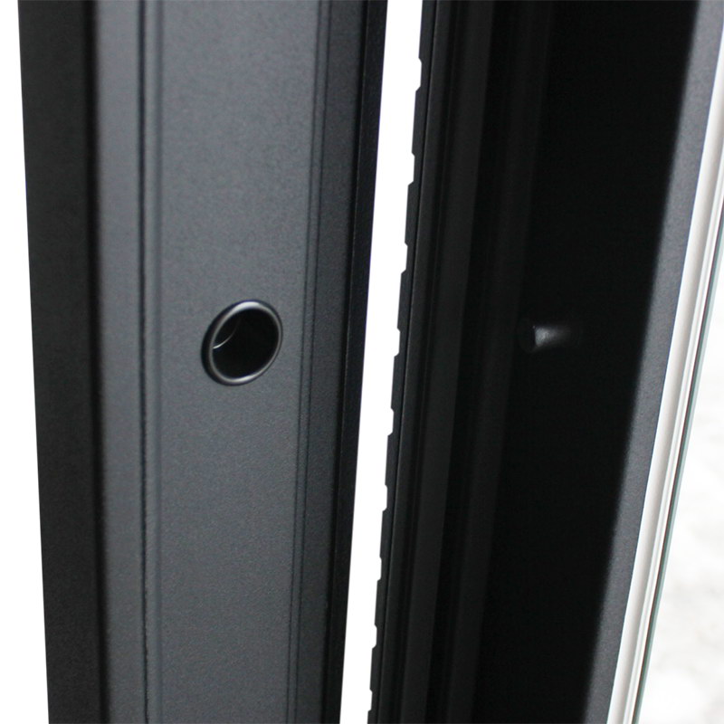 Входная дверь АСД "Фрегат" с зеркалом (биометрическая дверная ручка Smart lock T888) Муар черный/Белый матовый