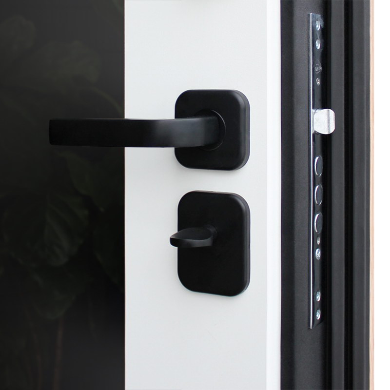 Входная дверь АСД "Фрегат" с зеркалом (биометрическая дверная ручка Smart lock T888) Муар черный/Белый матовый