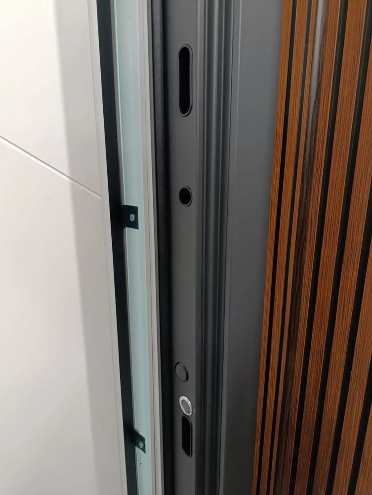 Входная дверь АСД &laquo;Голиаф&raquo; (биометрический замок Smart lock K06) Муар серый/Белый матовый