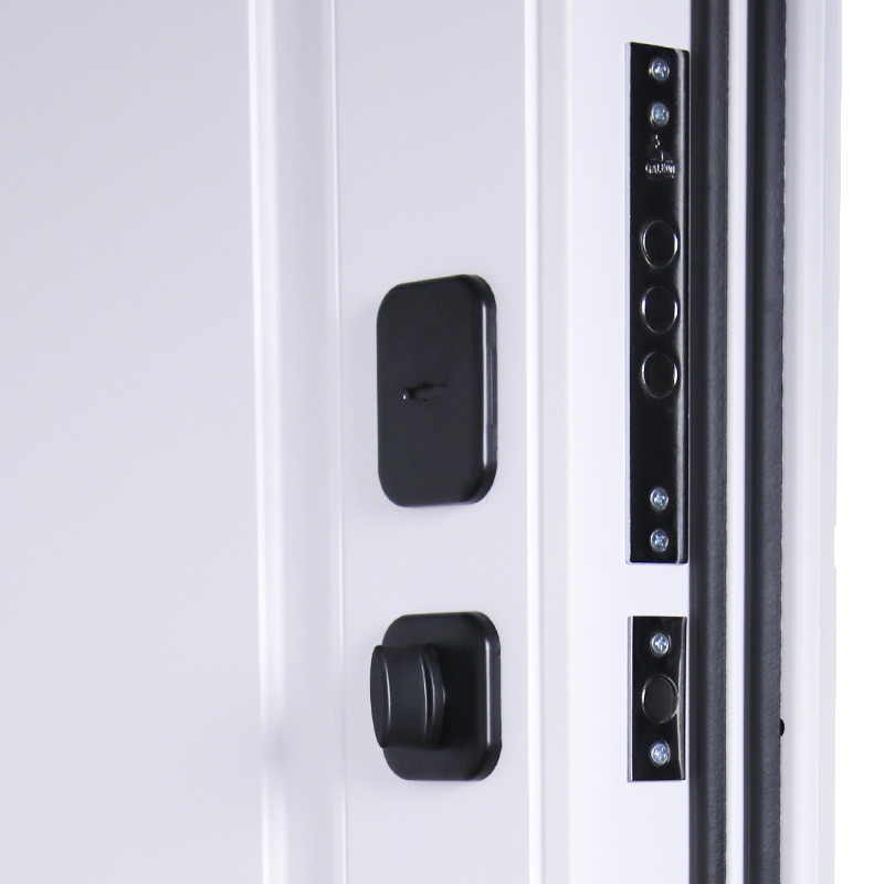 Входная дверь АСД "Горизонт" (биометрическая дверная ручка Smart lock T888) Муар белый/Белый матовый