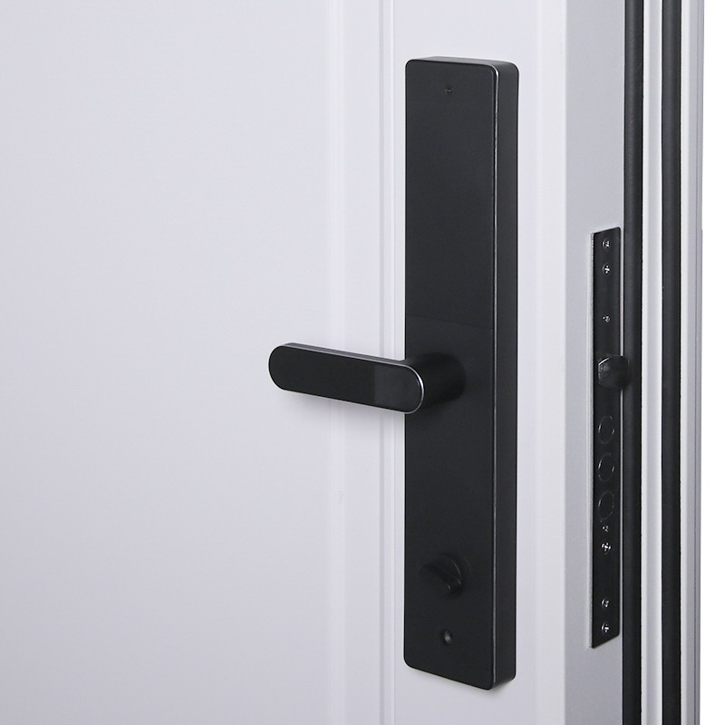 Входная дверь АСД "Горизонт" (биометрический замок Smart lock R06) Муар белый/Белый матовый