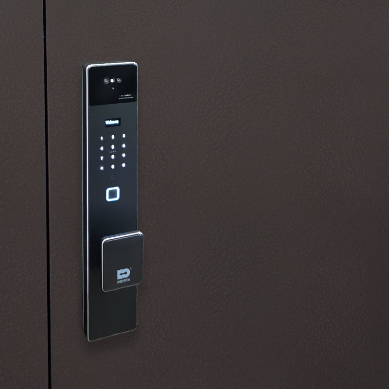 Входная дверь АСД "Комфорт" (биометрический замок Smart lock К06) Медный антик/Эко дуб