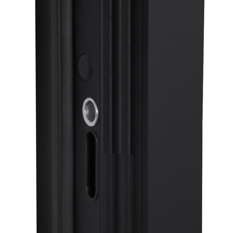 Входная дверь АСД "Макс 3D" с зеркалом (биометрический замок Y23) Муар черный/Белый матовый