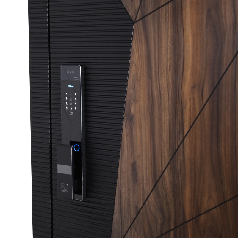 Входная дверь АСД "Сапсан" (биометрический замок Smart lock Y12) Муар черный/Белый матовый