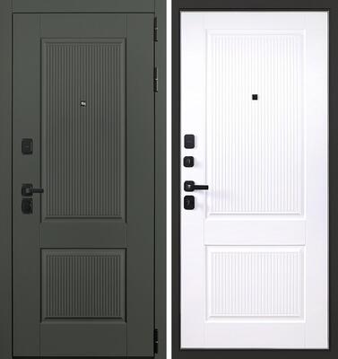 Входная дверь АСД "Scandi" (биометрическая дверная ручка Smart lock T888) Муар черный/Белый матовый