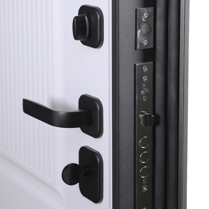 Входная дверь АСД "Scandi" (биометрический замок Smart lock Y12) Муар черный/Белый матовый