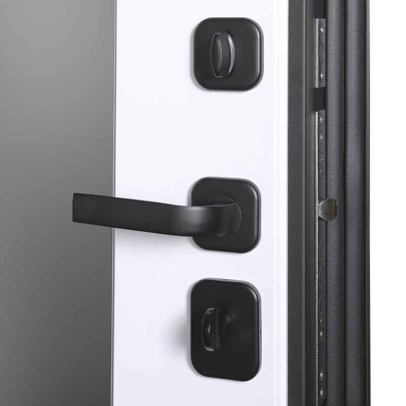 Входная дверь АСД "Scandi" с зеркалом (биометрический замок Smart lock DZ 888) Муар черный/Белый матовый
