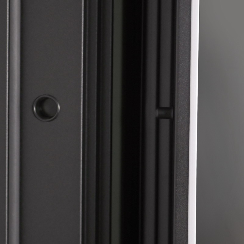 Входная дверь АСД "Scandi" с зеркалом (биометрический замок Smart lock Y12) Муар черный/Белый матовый