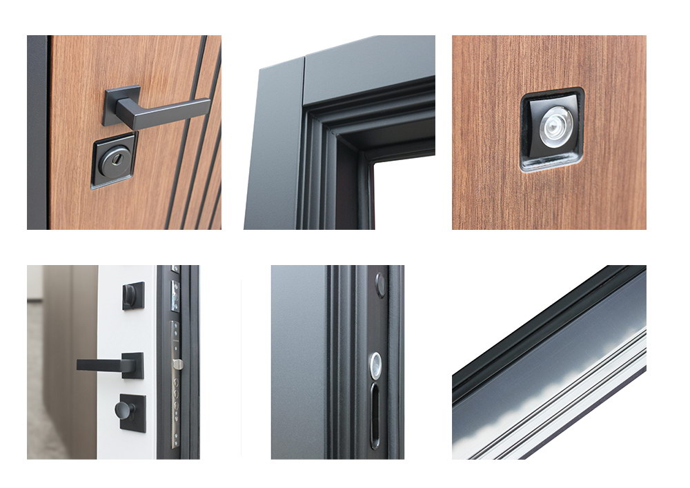 Входная дверь АСД "Velvet" с зеркалом Муар черный/Капучино