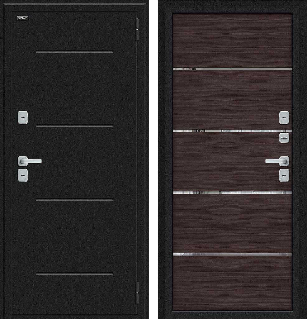 Входная дверь BRAVO Лайн/BChrome Букле черное/Wenge Melinga