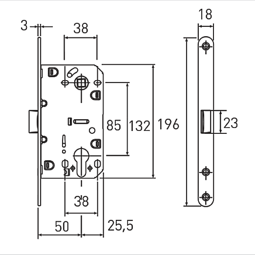 Защёлка магнитная под ключевой цилиндр LM 5212CL 99, матовый хром